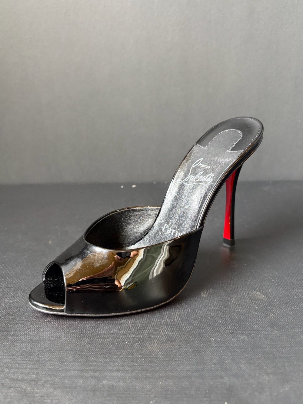 Christian Louboutin Me Dolly 100mm Black Patent Leather Mule